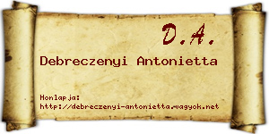 Debreczenyi Antonietta névjegykártya